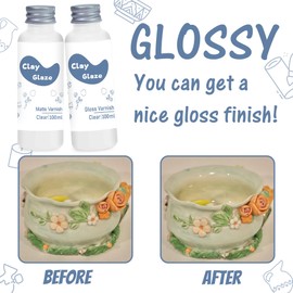 WAN2TLK 100ml Air Dry Clay Glaze, Clay Varnish for Air Drying Clay, Clear Acrylic Varnish for Craft Pottery Waterproof & Matte Finish