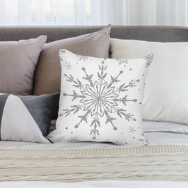 KEIROUTK Christmas Cushion Covers Grey White Cushions Cushion Covers 45 X 45 Set Of 4,Xmas Cushion Covers Christmas Stag Snowflake Cushion Covers