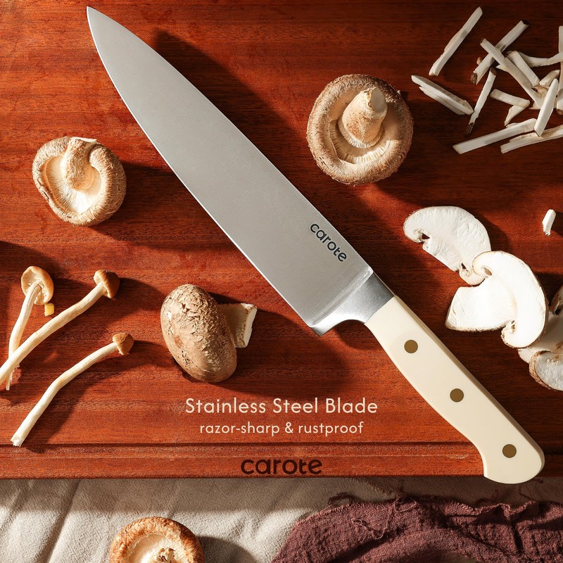 CAROTE 11 Pieces Knife Set with Block for kitchen, Stainless