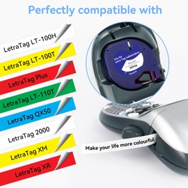 5 x BEYONDTEK Compatible with Dymo Letratag Label Tape 12 mm x 4 m 91221/91222 / 91223/91224 / 91225 Replacement for Dymo Letratag Label Maker XR LT-100H LT-100T LT-200B XM QX50 20 00