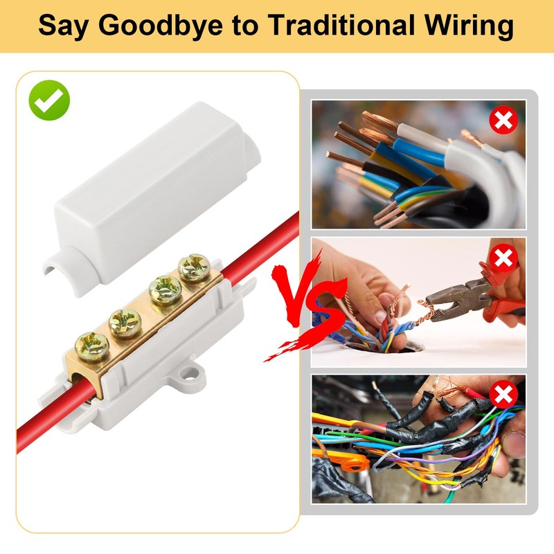 Butt Connectors, Pack of 6 Cable Connectors, Clamp Block, Brass