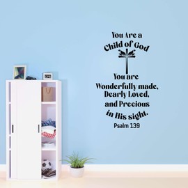 Family Wonderfully Made Uplifting Quote Wall Decal Decoration Psalm 139 Bible Verse You are A Child of God Religious Quotes Lasts Years and Easily Removable - Size: 7 in(W) x 10 in(H)