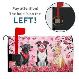 Kawani Valentine's Day Magnetic Mailbox Covers Pink Rose Heart and Dog Mailbox Covers Magnetic Standard Size 21x18 Inch Holiday Post Letter Box Cover for Anniversary Wedding Garden Yard Decor