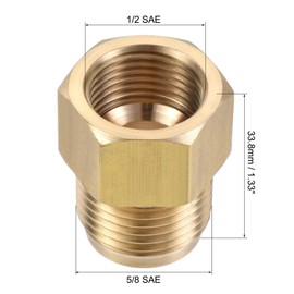 Recogwood Brass Pipe Fitting, 5/8 SAE Male Thread, 1/2 SAE Female Straight Coupling Adapter, Brass Pipe Adapter Connector for Air Conditioning and Cooling (Pack of 2)