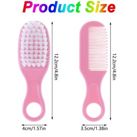 Mtxorvix Baby 1st Brush and Comb, Baby Hair Brush, Cradle Cap Brush, Baby Hair Comb, Baby Hair Brush and Comb Set for Newborns & Toddlers, Baby Brush Soft Bristles, Ideal for Cradle Cap (Pink)