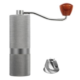 Stainless Steel Manual Coffee Grinder with Adjustable Conical Burr Settings for Espresso
