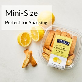 DeLallo Lemon Biscottini Cookies, Mini Size, (2 Pack), Authentic Italian Recipe, Twice Baked Biscotti Cookies, Non-GMO Preservative Free, Italian Biscuits Made in Small Batches