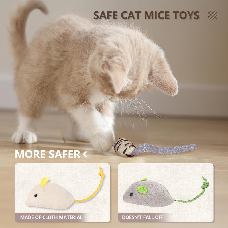 ASIRYVA 6 Pack Catnip Mouse Toys for Indoor Cats, Catnip
