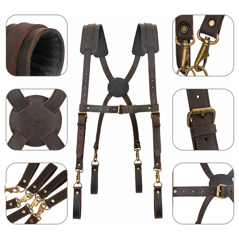 [Tourbon] Tool Belt Suspenders Electrical Work Suspenders Adjustable, Comfortable Padded,