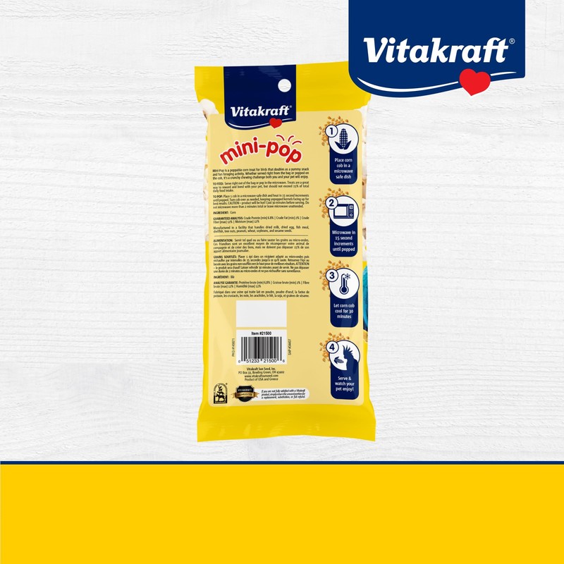 Vitakraft Mini-Pop Corn Cob Bird Treat 6 Ounce (Pack of