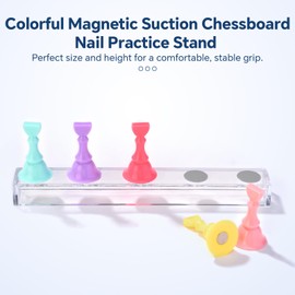 siyuwuro 2 Sets Nail Stand For Press on Nails Art Display, Practice Fake Nail Tips Holder For Painting Nails Stand, Magnetic Nail Practice Stand For Home DIY Nail Art And Nail Salon (Colorful)