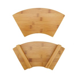 BambooMN Bamboo Sushi Plate / Tray, Chopsticks and Compartment Sauce Dish, 10.6" Fan - 4 Sets