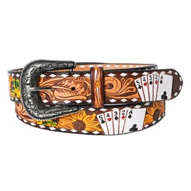 American Darling Beautifully Hand Tooled Brown Genuine American Leather Belt Men and Women Western Belt with Removable Buckle