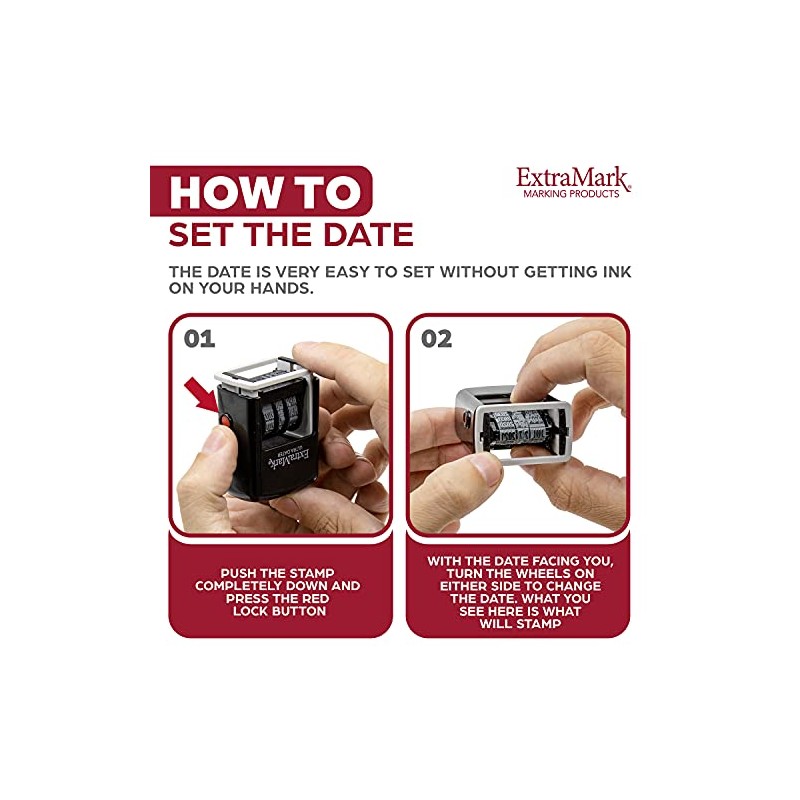 ExtraMark Super Dater Ink Stamp - Self-Inking Rubber Date Stamper