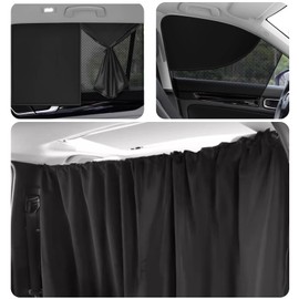 5 PCS Car Curtains 95% Light Blocking Window Shades, 1 Privacy Curtain and 4 Magnetic Double Layer Side Window Covers, Window Shade for Back Windows Baby, Car Camping Essentials