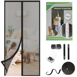 Sekey Entrance Screen Door, Center Opening, 31.5 x 70.9 inches (80 x 180 cm), High Strength Fiberglass Screen Door, Magnet, Pet Compatible, Storage Bunds, Easy for Off-Season Use, Bottom Weight