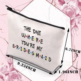 BDPWSS Bridesmaid Gift from Bride Bridesmaid Makeup Bag for Friend Sister Wedding Party Cosmetic Bag Bridal Shower Gift Bridesmaid Proposal Gift Bachelorette Party Favors (The Bridesmaid CBCA)
