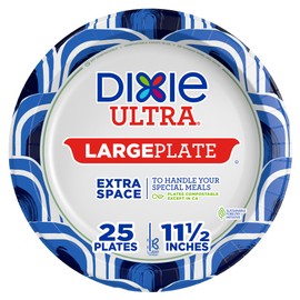 Dixie Ultra, Large Paper Plates, 11 Inch, 25 Count, 3X Stronger*, Heavy Duty, Microwave-Safe, Soak-Proof, Cut Resistant, Great for Heavy, Messy Meals