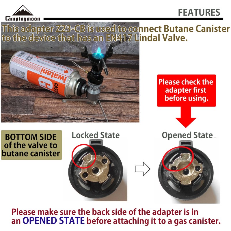 CAMPINGMOON Butane Gas Fuel Canister Adapter Stand Type Convertor for