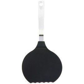 FACKELMANN Omelette Turner 34.5 cm ARCADALINA, Crepe Spatula with Practical Handle, Pancake Turner for Coated Pots and Pans (Colour: White/Black), Quantity: 1 Piece