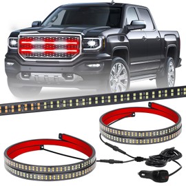 XRIDONSEN 2PCS 30 inch Truck Grill Emergency Lights Strip 360 LED Red White Grille Strobe Lights Flashing Warning Hazard Safety Waterproof First Responder Lights for Vehicles Firefighter Fire Trucks