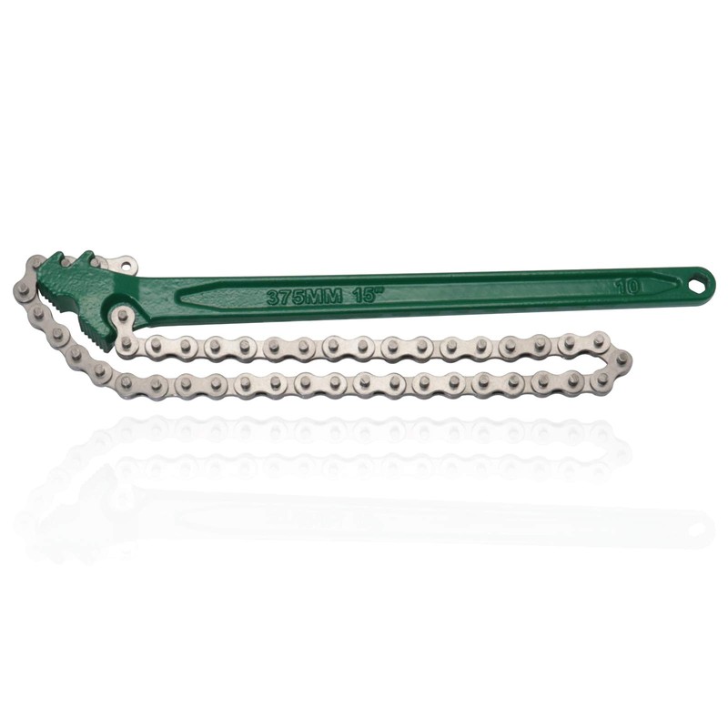 15 Inch Heavy-Duty Ratcheting Chain Wrench Reversible Oil Filter Tool