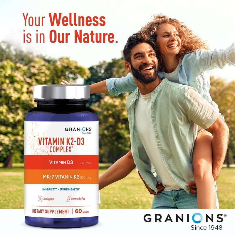 Granions Max Strength Vitamin D3 K2 Supplement - 250mcg (10,000