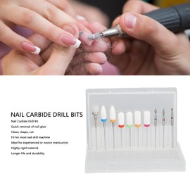 Juego de 10 Brocas para Uñas, Cabezal de Pulido de Uñas de Cerámica de Carburo de Tungsteno, Eliminación Rápida, Kit de Brocas para Uñas de Gel Acrílico de Grano Fino para