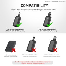 Silicone Case for Anker Zolo Power Bank (10,000mAh 30W) A1680/A1688 Protective Cover with Lanyard Slot, Drop-Proof Dust-Proof Precise Cutouts for Daily Use & Travel (Black)