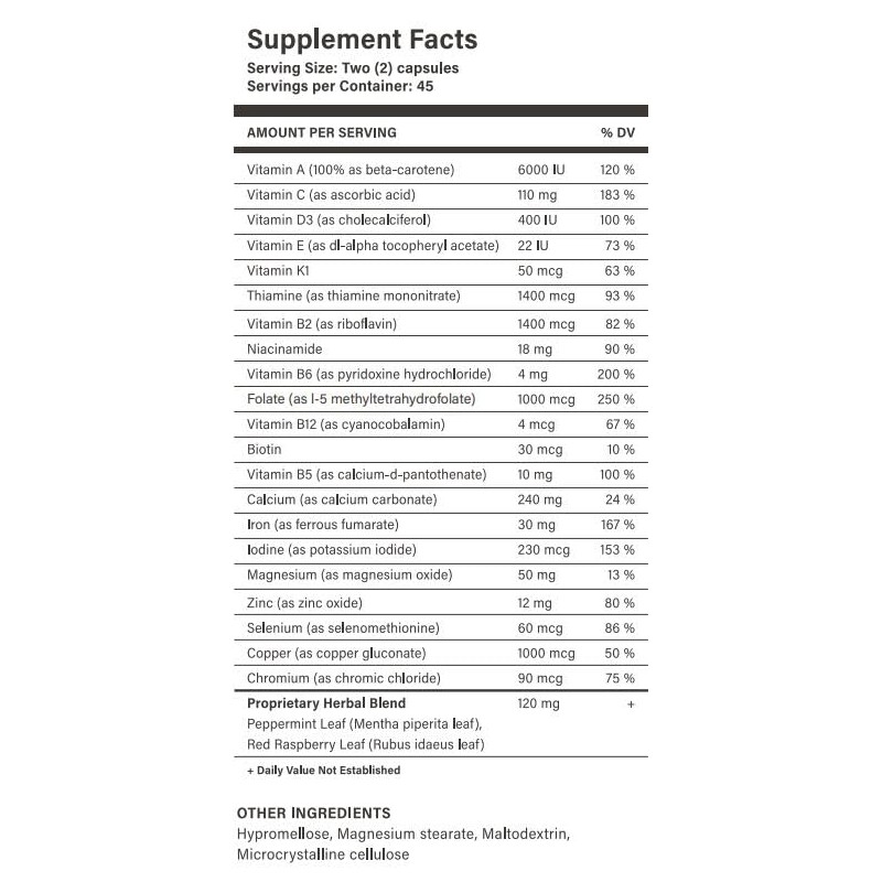 Prenatal Ease Prenatal Ease Stage 3, Third Trimester Multivitamin, Contains