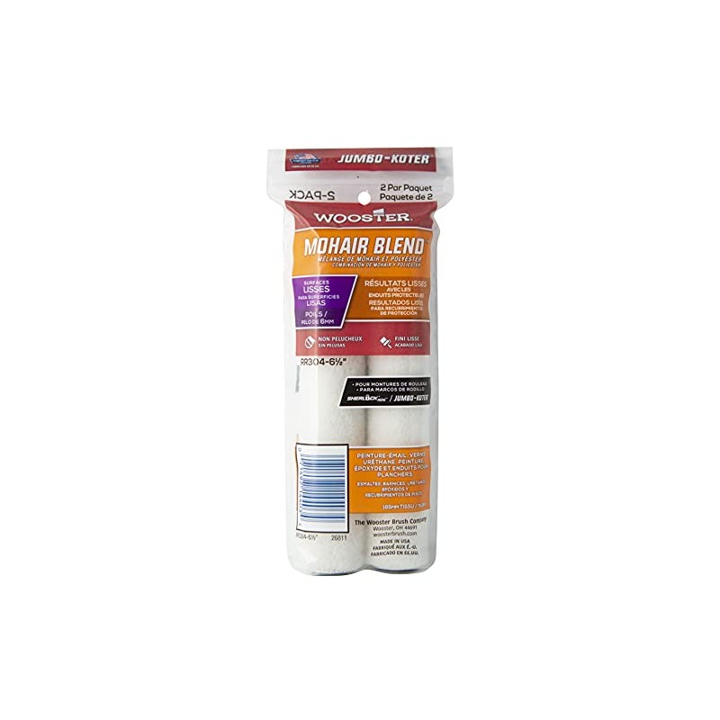 Wooster RR304-6 1/2 Jumbo-Koter Mohair 1/4" 2-Pack Paint Rollers, 6-1/2-Inch,