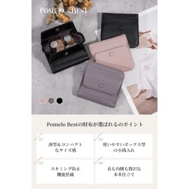 Pomelo Best Pomelo Vest, Mini Wallet, Prevents Bills from Breaking, Genuine Leather, Women's Bifold Wallet, Box Shape, Coin Purse, Small Wallet, Compact, Lightweight, Thin, RFID Skimming Protection