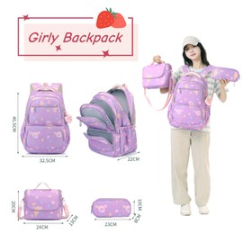 Mfikaryi Cute Girls Backpack Teen Girls Bookbag for School with Lunch Box Set