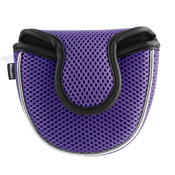 Andux Mesh Mallet Putter Cover Golf Putter Head Covers Purple,
