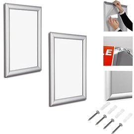 Pack OF 2. A4 Aluminium Snap Frames CLICK SIGN OR POSTER HOLDER IDEAL AS MENUS & CERTIFICATES DISPLAY