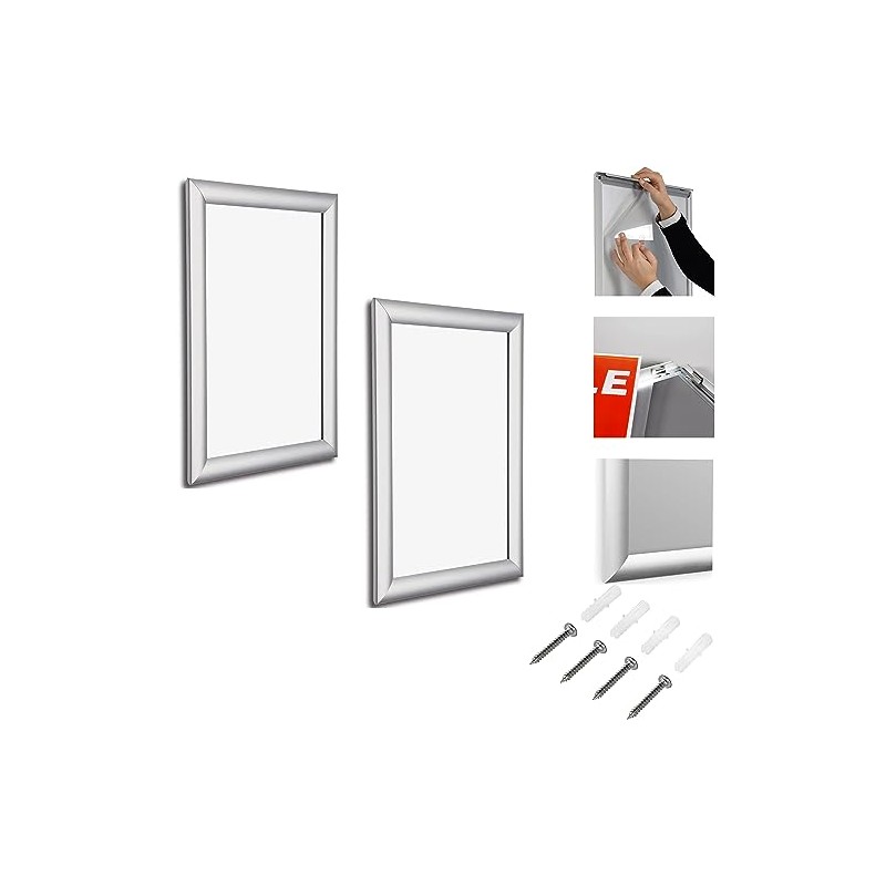 Pack OF 2. A4 Aluminium Snap Frames CLICK SIGN OR