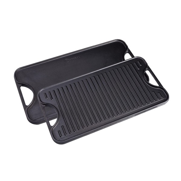 Victoria 18.5-by-10-Inch Rectangular Cast Iron Griddle, Preseasoned Reversible Griddle