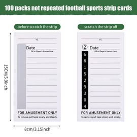 100 Packs 10 Line Football Sports Strip Cards Super Football Bowl Pool Cards, 100 No-repeat Baseball Boxing Soccer Football Strip Cards Playing Scratch Off Cards for Super Football Party Favor