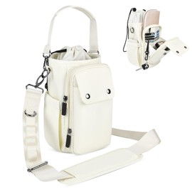 Rocason Water Bottle Holder with Strap 24 32 40oz Crossbody Insulated Water Bottle Carrier Sling Bag with Adjustable Wide Strap and Phone Purse 5 Pockets for Walking Hiking Gym Travel