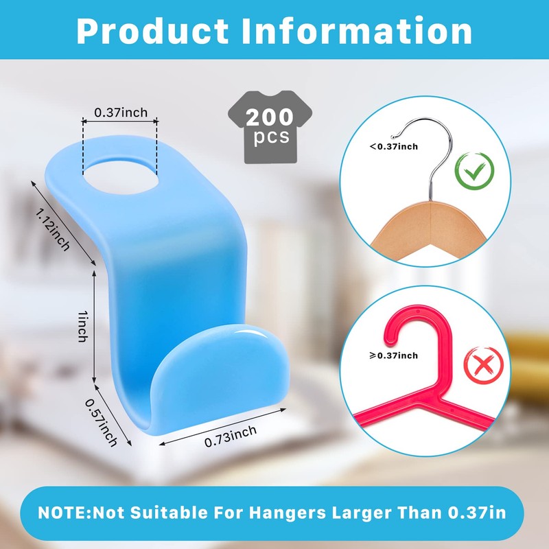 Erinnmy 200PCS Clothes Hanger Connector Hooks,Space Saving Hanger Hooks,Heavy Duty