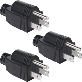 NEMA 5-15P Electrical Replacement Plugs，125V 15A 2-Pole 3-Wire Grounding Replacement for Extension Cord Ends，Male Straight Blade Plug 3-Pack