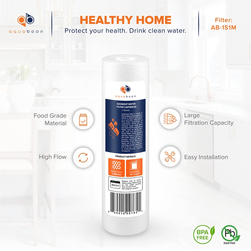 Aquaboon 10” x 2.5” Whole House and Reverse Osmosis Sediment