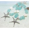 Starfish Curtain Tie Backs with Ocean Blue Sea Glass Beads,