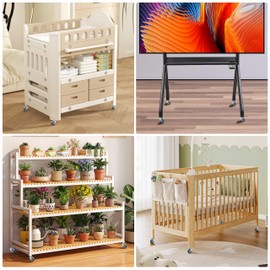 Prep Table Wheels, Expanding Casters Table Wheels Stem Casters with Brake Fit for 7/8", 1", 1-1/2" and 1-5/8" Tube Leg Adapter Work Table Caster Set of 4 (4 Inch, 1-1/2", Side Brake)