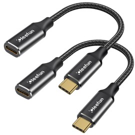 CLEEFUN USB-C Extension Cable 1ft 2-Pack, USB-C Male to Female, 10Gbps Data & 4K Video Sync, 100W Fast Charging for Laptop, Tablet, Phone
