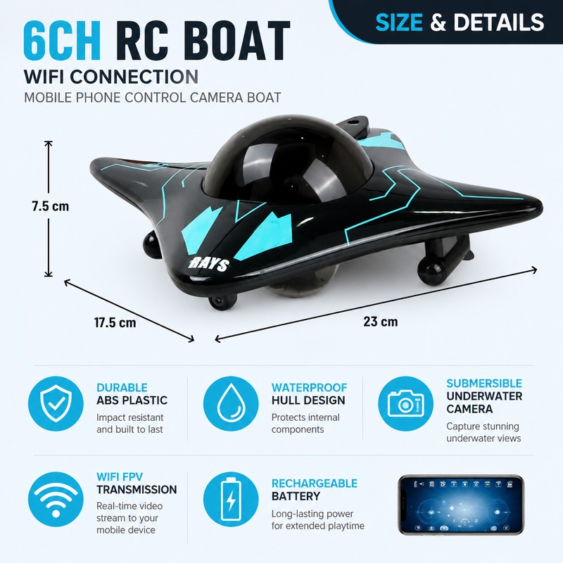 RC Boat with Underwater FPV Camera for Water Play –