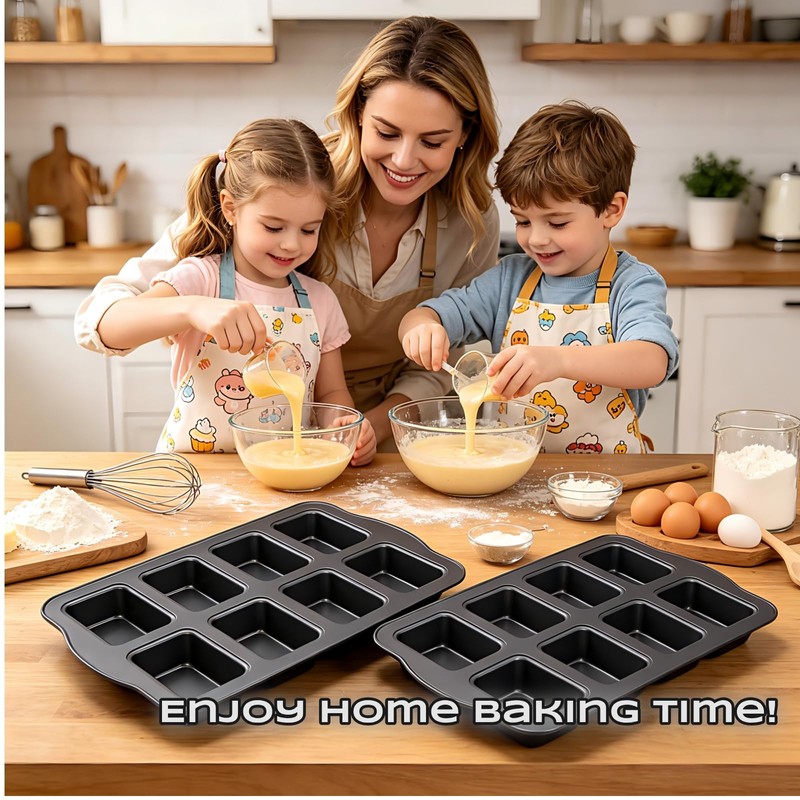 Astero 2 Pack Mini Loaf Pan with 8 Cavities Each,