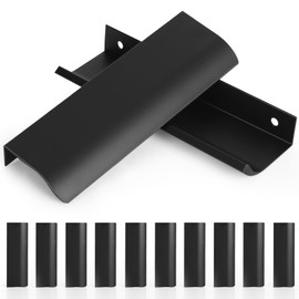 Pack of 10 Hidden Cabinet Handles Black, 120 mm Concealed Furniture Handles, Furniture Handles Black with Screws, Space Aluminium Hidden Door Handle Cabinet Handles, for Kitchen Cabinets Drawer (120