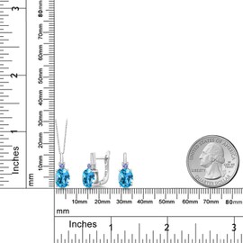 Gem Stone King 6.68 Ct Swiss Blue Topaz Blue Tanzanite 925 Sterling Silver Pendant and Earrings Jewelry Set