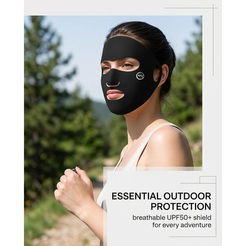 UEAVOID Sun Protection Mask Pack of 2 Black UPF50+ Breathable